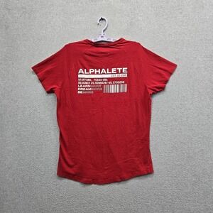 Alphalete Men Shirt L Red Barcode Activewear Logo Performance Fit Short Sleeve